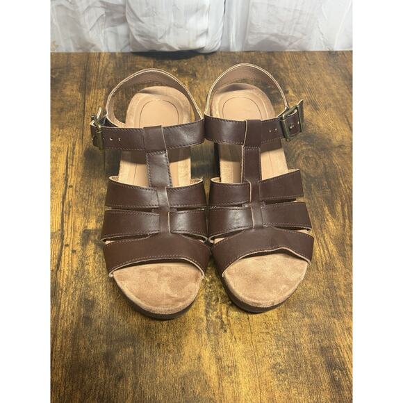 Vionic Shoes Womens Size 7 Brown Tawny Wedge Sandals Platform Strappy Comfort - Picture 2 of 9